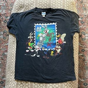 Warner Bros. Black Looney Tunes 'What's Up Doc?' Stamp Graphic Tee